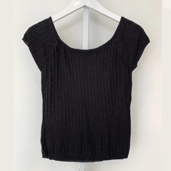 LAUNDRY BY SHELLI SEGAL BLACK EMBELLISHED KNIT TOP SIZE M - Picture 7 of 16